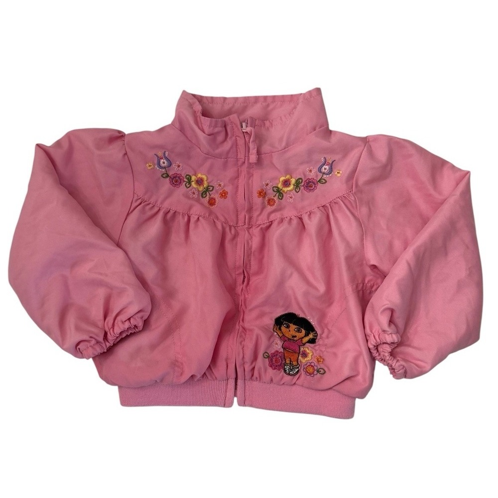 Nick Jr Y2K Dora The Explorer Pink Jacket Embroidered Ruffle 2006 Sz 18 Months